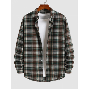 ZAFUL Men's Men's Casual Turn Down Collar Check Plaid Long Sleeves Flannel Shirt M Multi a