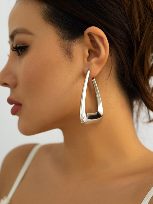 Cute Earrings Women's A Pair of Retro Punk Style Oversized Triangle Shape Stud Drop Earrings By ZAFUL