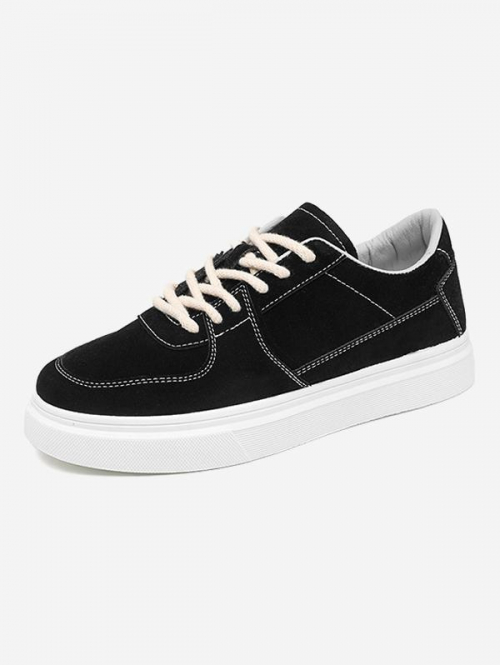 Men Lace Up Front Topstitching Skate Shoes