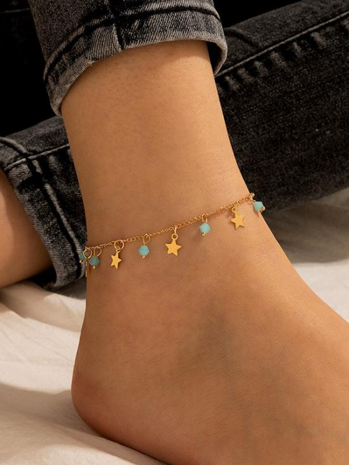 Fashion Women Women's Beach Vacation Simple Style Star Pendant Metal Chain Anklet