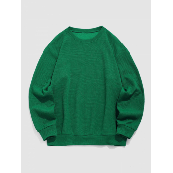 ZAFUL Men's ZAFUL Men's Daily Casual Jacquard Design Drop Shoulder Solid Color Crew Neck Pullover Sweatshirt Xl Green