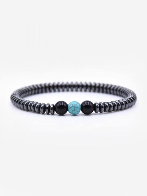 Men's Classic Hematite Stone Beaded Bracelet