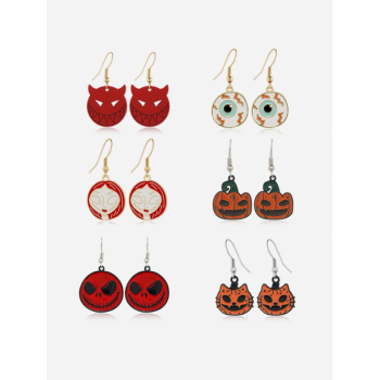 Cute Earrings Halloween 6Pairs Eyeball Pumpkin Cat Earrings By ZAFUL