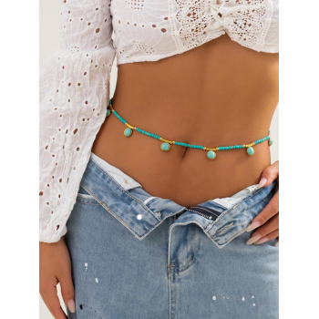 Fashion Women Women's Retro Faux Turquoise Beading Body Jewelry Waist Chain