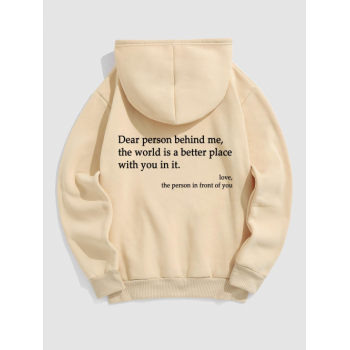 ZAFUL Men's Men's Casual Letter Slogan Graphic Printed Front Pocket Thermal Fleece Lined Drawstring Hoodie L Light coffee