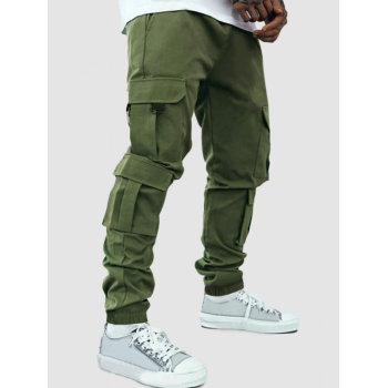 ZAFUL Men's ZAFUL Men's Streetwear Solid Color Multi-pockets Design Techwear Beam Feet Drawstring Cargo Pants M Deep green