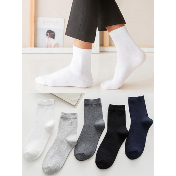 ZAFUL Men's 5Pairs Solid Color Basic Daily Crew Socks