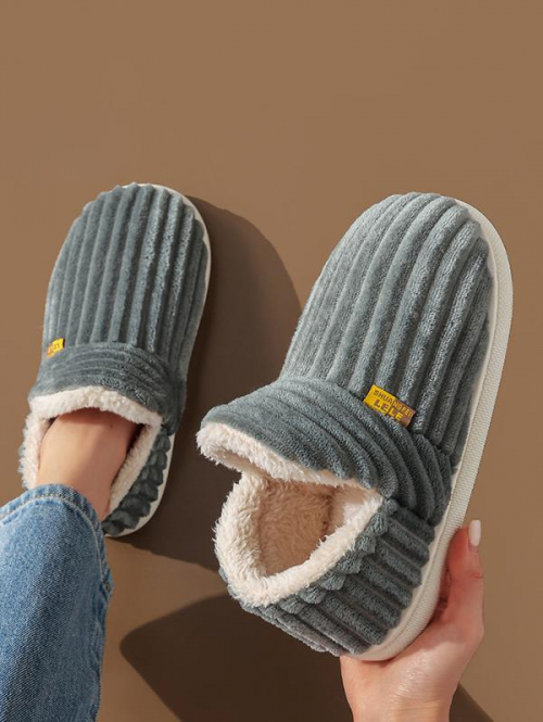 Women Winter Warmth Fluffy Fleece-lined Antiskid Indoor Slippers for Women and Men