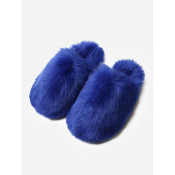 Women Winter Indoor Warmth Fluffy Faux Fur Solid Color Antiskid Slippers for Women and Men