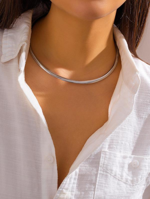 Women's Minimalist Style Circular Ring Choker Necklace For Women