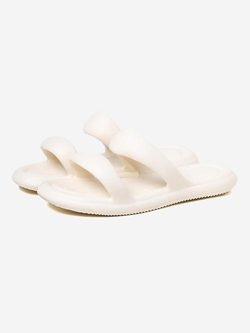 Women Double Straps Puff Slippers