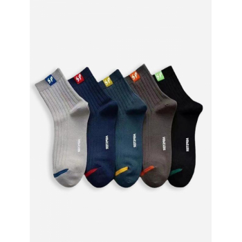 ZAFUL Men's 5Pairs Letter Pattern Daily Quarter Socks