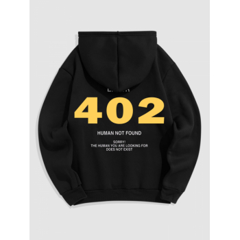 ZAFUL Men's Men's ERROR 402 Graphic Pattern Fleece-lined Kangaroo Pocket Pullover Hoodie L Black