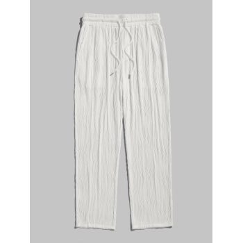 ZAFUL Men's ZAFUL Men's Daily Casual Wave Textured Drawstring Pocket Straight Pants L White