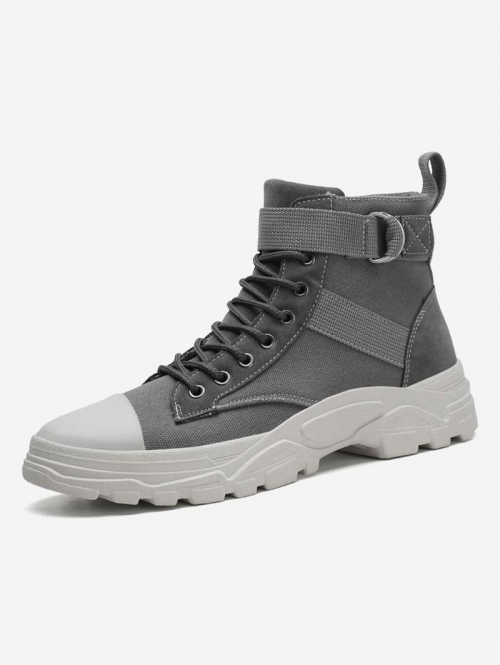 Men's Outdoor Hook and Loop Lace Up Ankle Lug Sole Boots