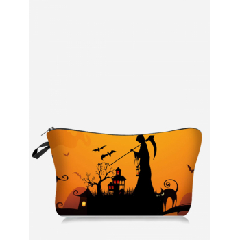 Halloween Pumpkin Castle Printed Travel Storage Cosmetic Bag