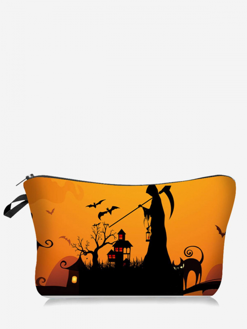 Halloween Pumpkin Castle Printed Travel Storage Cosmetic Bag