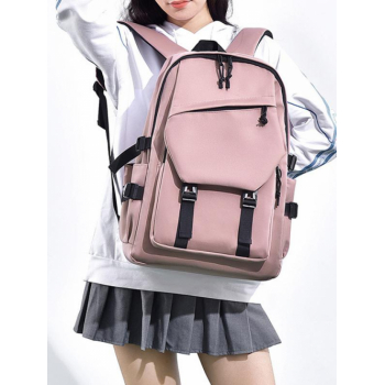 High-capacity Simple Style Buckle Strap Students College Backpack for Women and Men