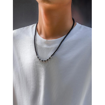 Men's Hip Hop Fashion Personality Design Letter Beading Adjustable Choker Necklace