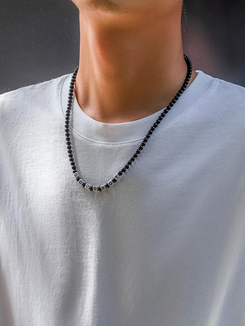 Men's Hip Hop Fashion Personality Design Letter Beading Adjustable Choker Necklace