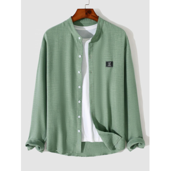 ZAFUL Men's ZAFUL Men's Casual Basic Applique Design Long Sleeves Soft Touch Shirt M Light green