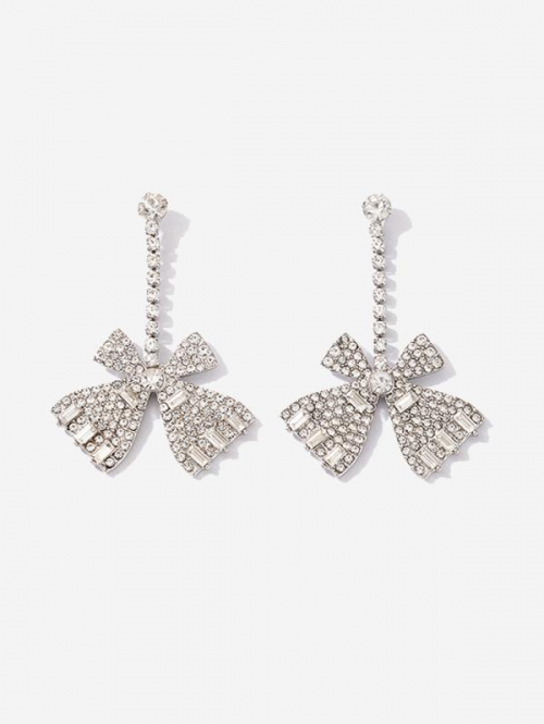 Cute Earrings Wedding Bowknot Rhinestones Drop Earrings By ZAFUL