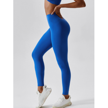 Women Sports High Waisted Sports Scrunch Butt Leggings M Blue