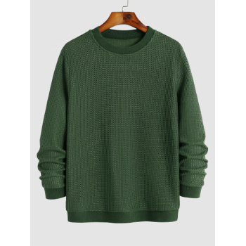 ZAFUL Men's ZAFUL Men's Daily Casual Crew Neck Solid Color Long Sleeve Jumper Sweater L Deep green