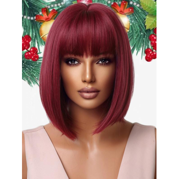 zaful Bob Haircut Rosy Full Bangs Synthetic Wig