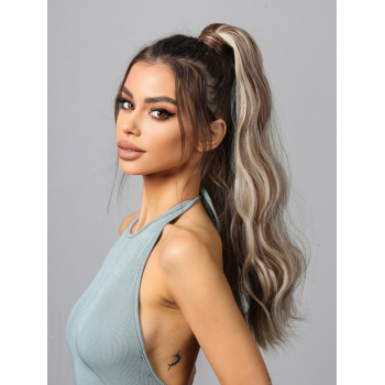 Wavy Mixed Color Long Synthetic Ponytail Wig Hair Extension