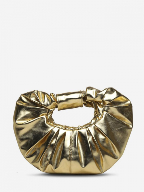 ZAFUL Women's Metallic Color Pleated Party Clutch Bag