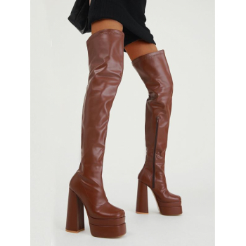 ZAFUL Women Platform Square Toe Over-the-knee Boots