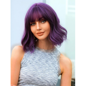 zaful Purple Shoulder Length Wavy See-through Bangs Synthetic Wig