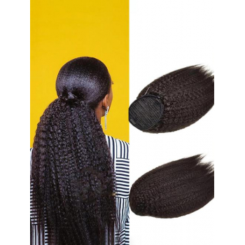 Kinky Straight Puff Ponytail Human Hair Extension