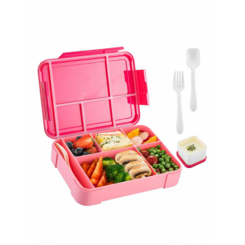 Simple And Functional Four Point Locking Lid Kitchen Organizers Lunch Box with Compartments Spoon and Fork