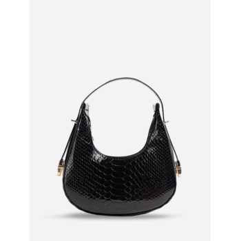 Embossed Half Moon Shoulder Bag