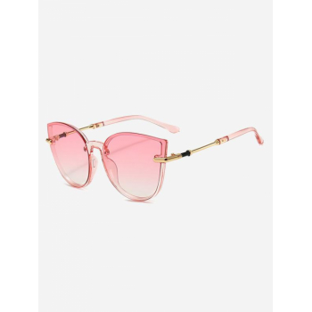 Fashion Women Women's Streetwear Kitten Eye Shape Large Frame Rimless Sunglasses