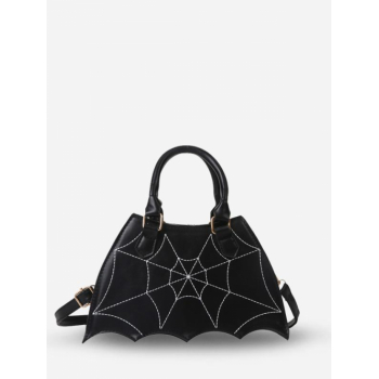 Women's Halloween Bat Shape Spider Web Pattern Crossbody Bag