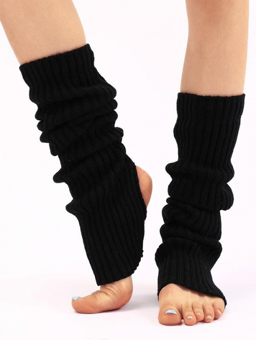 Fashion Women Women's Winter Warm Solid Color Sports Ballet Ribbed Hollow Out Leg Warmers