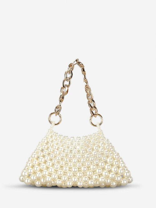 ZAFUL Faux Pearls Metal Chian Party Evening Bag