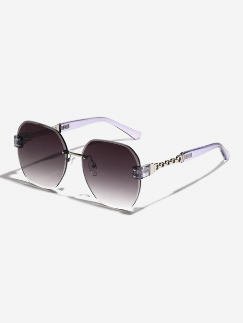 Fashion Women Women's Fashion Ombre Chain Decorated Irregular Sunglasses