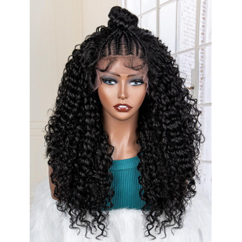 zaful Women's 13*4 Inch Lace Front Half Bun Hairstyle Medium Length Fluffy Afro Curly Synthetic Wig