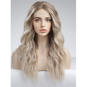 zaful Brown Omber Color Lace Front Long Wavy Synthetic Wig