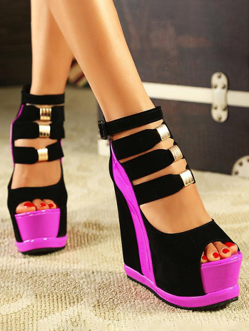 Women Colorblock Platform Increased Gladiator Sandals