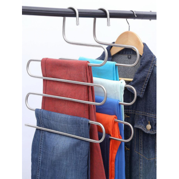 Stainless Steel Multi-layered S-shaped Multifunction Pants Storage Rack