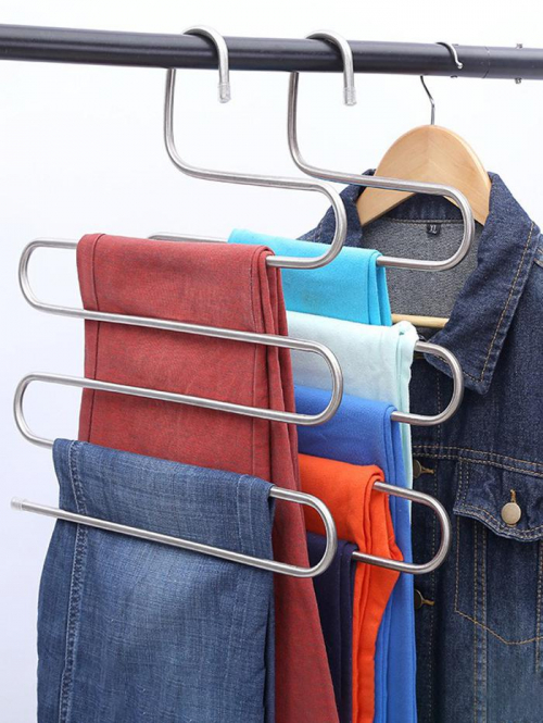 Stainless Steel Multi-layered S-shaped Multifunction Pants Storage Rack