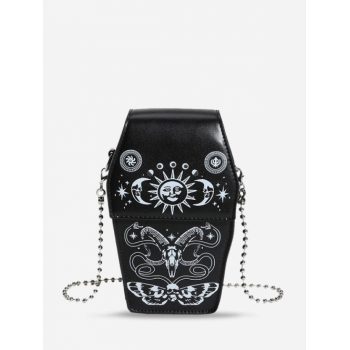 Women's Halloween Gothic Skull Skeleton Letter Printed Chain Crossbody Bag