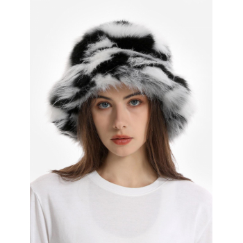 Fashion Women Women's Colorful Winter Warm Fluffy Faux Fur Bucket Hat