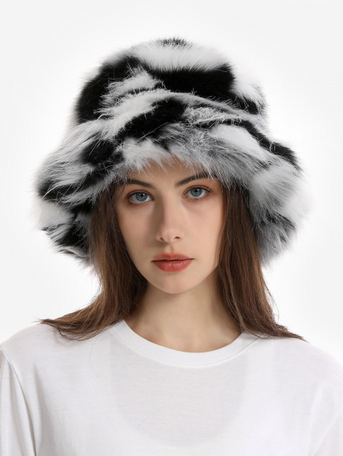 Fashion Women Women's Colorful Winter Warm Fluffy Faux Fur Bucket Hat