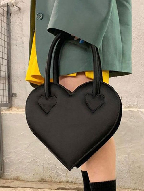 Women's Fashion Solid Color Heart Shaped Handbag Crossbody Bag